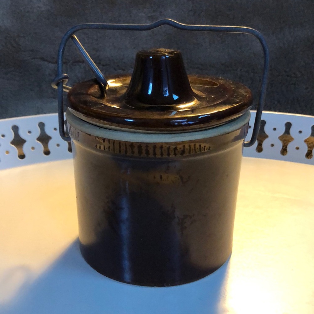 Vintage brown stone cheese crock - Picture 2 of 8